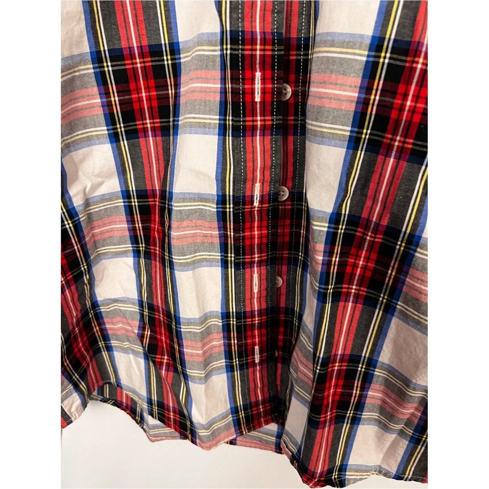 J. Crew Women's Red & White‎ Plaid Tartan model Button Down Shirt XS